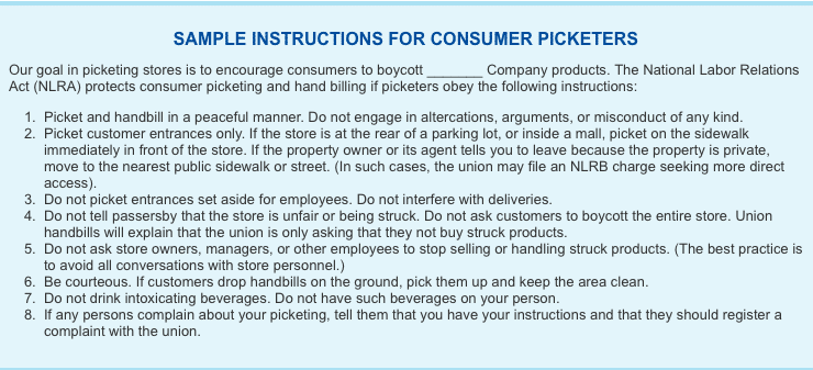 | SAMPLE INSTRUCTIONS FOR CONSUMER PICKETERS | MR Online