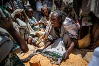 | An Ethiopian woman argues with others over food aid in Tigray northern Ethiopia May 8 2021 | MR Online