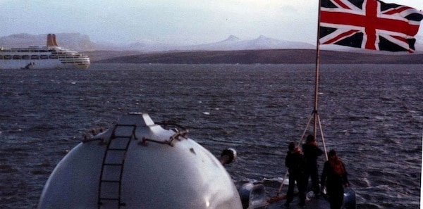 | HMS Cardiff anchored outside Port Stanley at the end of the Falklands War in 1982 | MR Online