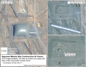 | Satellite images show clear features of silo construction near Yumen in central China Satellite photo source Maxar Technologies | MR Online