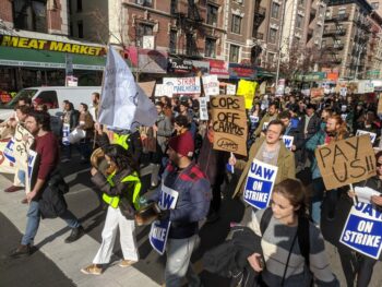 | Chanting union power hundreds of striking SWC members march through Washington Heights and West Harlem on Dec 1 | MR Online