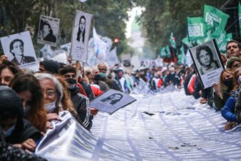 | In Buenos Aires members and sympathizers of human rights organizations Mothers of Plaza de Mayo and Grandmothers of Plaza de Mayo marched from 9 Julio Avenue to Plaza de Mayo carrying a large flag with the photos of the 30000 victims Photo dicoluciano emergentemedio | MR Online