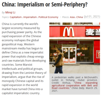 | Minqi Li Monthly Review 7821 China continues to have an exploited position in the global capitalist division of labor | MR Online