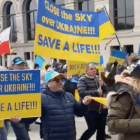Thousands of people in Chicago calling for a no-fly zone over Ukraine. (Photo via: Jenna Barnes on Twitter)