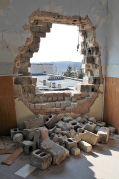 | School that had been shelled in late February | MR Online