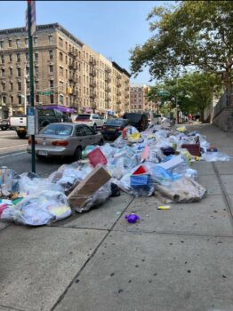 | pspnyinc Tweeted this photo on Sept 13 with the following caption This was the scene at PS 161 in Harlem this am We have given dozens of children in this school their own laptops Our children had to walk past all this garbage to enter school Is this the gold standard of safety | MR Online