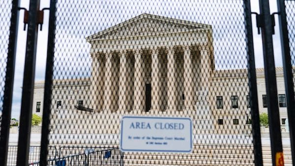 | An anti scaling fence surrounds the US Supreme Court Thursday May 5 2022 in Washington AP PhotoAP PhotoAlex Brandon | MR Online
