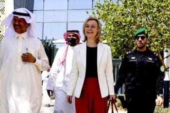 | UK Foreign Secretary Liz Truss meeting with Saudi Energy Minister Prince Abdulazziz bin Salman in Riyahd Oct 20 2021 Simon Dawson No 10 Downing Street | MR Online