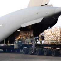 Military equipment given by Japan to Ukraine being loaded in an aircraft at Yokota US Air Force Base, Japan (File photo)