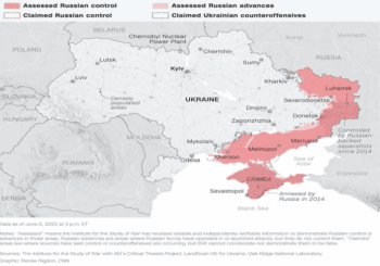 | Map of Ukraine with Russian gains in red Source cnncom | MR Online