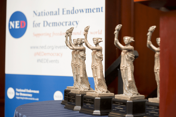 | NED Democracy Award a small scale replica of the Goddess of Democracy that was constructed in Tiananmen Square in Beijing China during the student movement for freedom and democracy in 1989 Source nedorg | MR Online