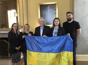 | Anti Corruption Action Center AntAC Director Daria Kaleniuk second from the right and other Ukrainian activists meet with Senator Mitch McConnell Source nedorg | MR Online