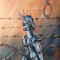 A drawing made by Sabry Al Qurashi while he was detained at the Guantánamo prison in 2014. Photo: Courtesy of Mansoor Adayfi