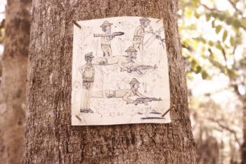 | A childs drawing made at a school in the liberated area of Candjambary 1974 Source Roel Coutinho Guinea Bissau and Senegal Photographs 19731974 | MR Online