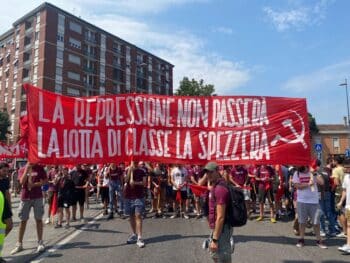 | Banner of the Front of Communist Youth FGC in Piacenza rally | MR Online
