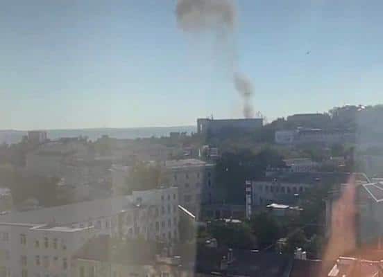 | An UAV hit the roof of the headquarters of Russias Black Sea Fleet Sevastopol Crimea August 20 2022 | MR Online