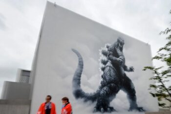 | A large wall painting of Godzilla is displayed in Tokyo in June 2014 AFP | MR Online