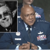 Anthony J. Cotton [Source: airandspaceforces.com]; left, Peter Sellers as Dr. Strangelove [Source: commonedge.org ] [Collage courtesy of Steve Brown.]