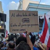 On August 25, thousands of Puerto Ricans took to the streets in the capital San Juan against Canadian-American LUMA Energy company Photo: Bandera Roja/Twitter