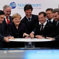 Ceremony of opening of gasoline Nord Stream. Among others Angela Merkel and Dmitry Medvedev, 2011. Kremlin.ru, CC BY 3.0 https://creativecommons.org/licenses/by/3.0, via Wikimedia Commons