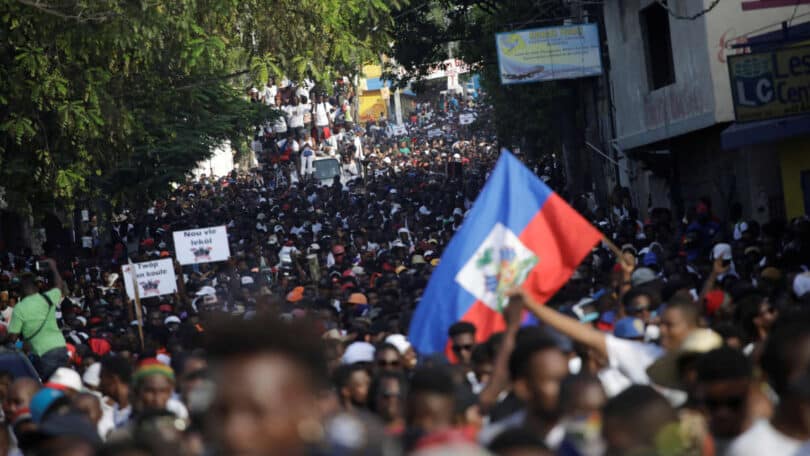 | Since August 22 hundreds of thousands of Haitians have been demonstrating against chronic gang violence poverty food insecurity inflation and fuel shortages and demanding de facto President Ariel Henrys resignation Photo Radyo RezistansFacebook | MR Online