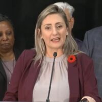 At a press conference on Monday, Laura Walton, president of OSBCU, told her members: “You showed Ontario that you can stand up to a bully, look him in the eye and tell him ‘hell no, not today.’”