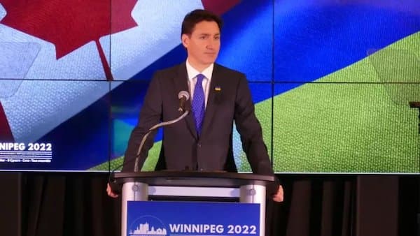 | Canadian Prime Minister Justin Trudeau speaks at a gathering of the Ukrainian Canadian Congress in a Winnipeg Delta Hotel on October 28 2022 Image Credit CBCGoogle Images | MR Online