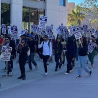 Student workers picketing outside of University of California–Santa Barbara (Photo: Ryan Dury)