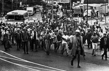 | Coronation Brick workers march along North Coast Road in Durban led by a worker waving a red flag Credit David Hemson Collection University of Cape Town Libraries | MR Online
