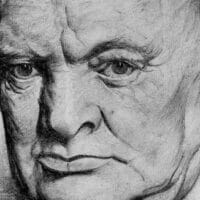 Winston Churchill. Illustration by Lyn Ott (1942). Image from Wikimedia Commons.