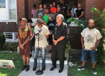 | Omali Yeshitela stands before his home and speaks to supporters after FBI raid on July 29 2022 Source stltodaycom | MR Online