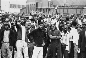 | A group of striking textile workers demand an extra R5 per day at the Consolidated Textile Mill in February 1973Credit David Hemson Collection University of Cape Town Libraries | MR Online