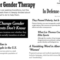 A collage of headlines on trans issues from the New York Times.
