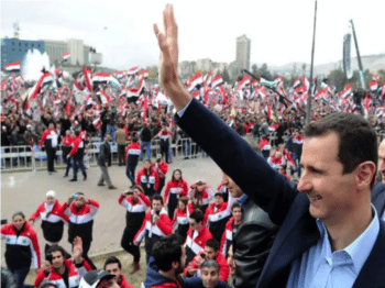 | Bashar al Assad during victory celebration in Damascus Source nationcompk | MR Online