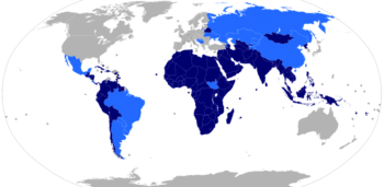 | A map of Non Aligned Movement members dark blue and observer states light blue | MR Online