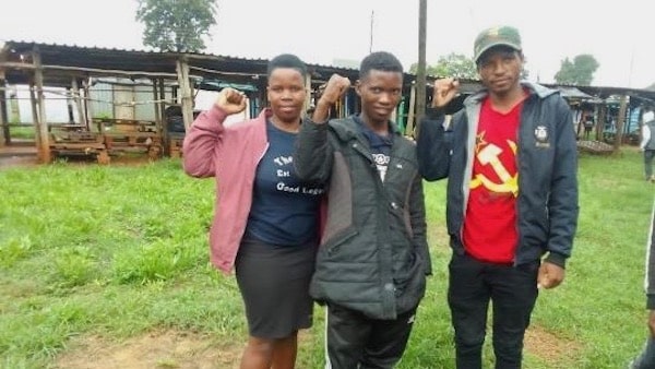 | Bongi Mamba Right and Mvuselelo Mkhabela Center after being released Photo Communist Party of Swaziland= | MR Online