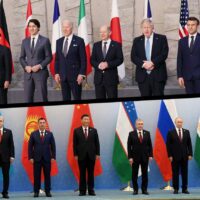 Meetings of the G7 and NATO (top) and Shanghai Cooperation Organization (bottom)