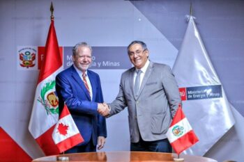 | Canadian Ambassador to Peru and Bolivia Louis Marcotte left with Óscar Vera Minister of Energy and Mines of Peru Photo courtesy Ministry of Energy and Mines of PeruTwitter | MR Online