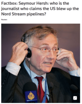 |  A agência de notícias britânica Reuters 2923 publicou pelo menos dez histórias sobre o relatório Nord Stream de Seymour Hersh que a AP dos EUA não publicou nenhuma |  RM Online