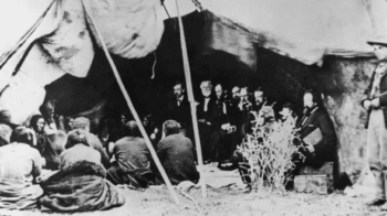 | The signing of the treatybetween the United States represented by General William T Sherman and the Siouxin a tent at Fort Laramie Wyoming 1868 Source factsandhistorycom | MR Online