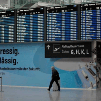 Man passing terminal in airport in Munich, Germany. (Photo: AP/Al Mayadeen)