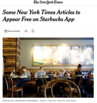 | The New York Times 72115 chief executive was delighted with an extension of its long and fruitful association with Starbucks | MR Online