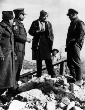 | Martha Gellhorn center talks to Native American soldiers on the 5th Army on the Cassino Front in Italy March 1944 during World War II British Official Photo | AP | MR Online
