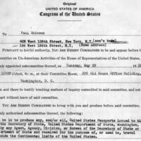 | Paul Robeson subpoena to appear before HUAC | MR Online