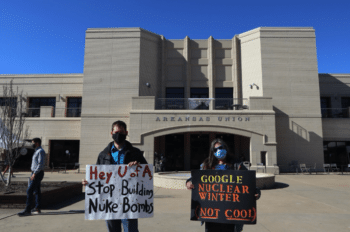 | Protesters in front of the University of Arkansas Student Union on January 22 2021 Source Photo courtesy of Pauline Mtpl | MR Online