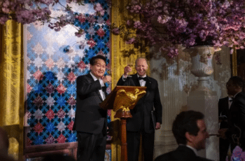 | President Joe Biden toasts his perfect partner Yoon Suk Yeol at state dinner in Washington attended by celebrities Source twittercom | MR Online