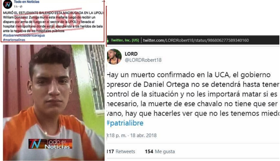| Facebook and Twitter posts about fake deaths in Managua universities on April 18 The young man pictured supposedly shot by police was not a student and died at home of natural causes There were no coup related deaths until the following day | MR Online