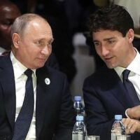 Russian President Vladimir Putin on the left, Canadian Prime Minister Justin Trudeau on the right. Image credit: Institute for Peace and Diplomacy.