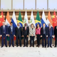 The board of directors of the New Development Bank meeting in April 2023