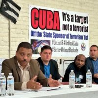 At the National Network On Cuba 2022 Fall Meeting, Cuba’s Ambassador to the United Nations Yuri Gala López explains how State Sponsors of Terrorism designation intensifies the U.S. blockade. (Photo: Bill Hackwell)